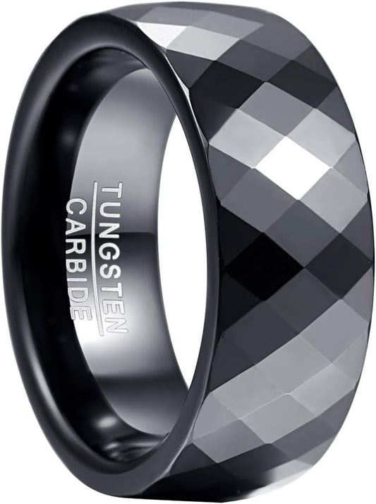 083基地 リング メンズ 指輪 タングステン 多面カット キラキラ 金属アレルギーフリー 横幅4mm 真空メッキ アクセサリー プレゼント 真空メッキ